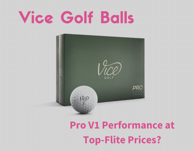 Picture of a dozen Vice golf balls in green box with text overlaid.